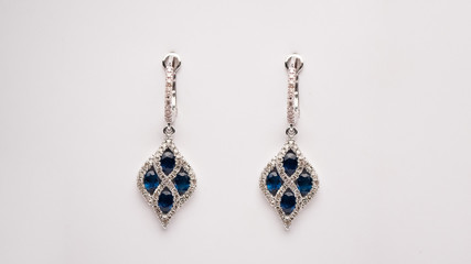 Designed Diamond Earrings Macro Lens Shot