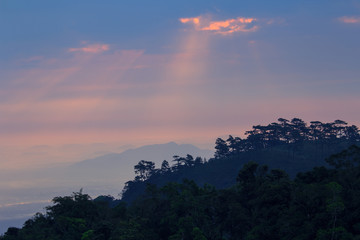 sunrise behind the cloud in morning