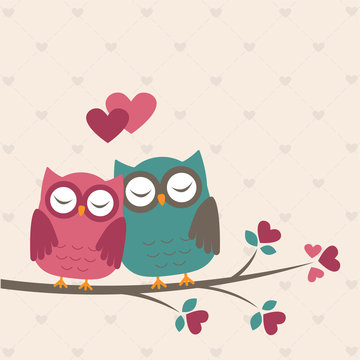 Cute owls in Love