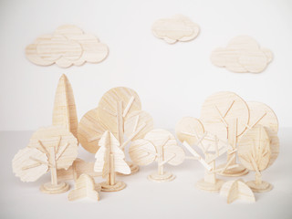 miniature wooden model cutting artwork craft handmade minimal style