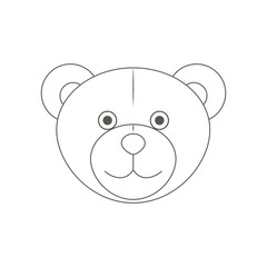 Cute monochrome outline teddy bear`s head, soft toy, vector illustration and art
