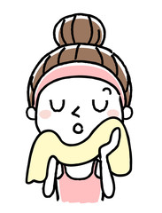 洗顔：タオルで拭く
