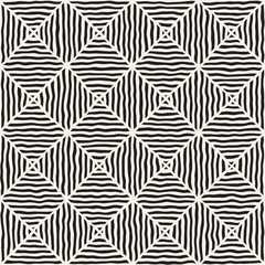 Rhombus Rough Hand Drawn Lines. Vector Seamless Black and White Pattern