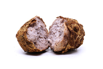 Closeup of taro on white background