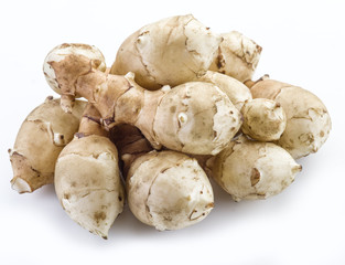 Jerusalem artichoke on a white background.