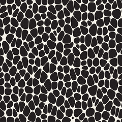 Organic Irregular Rounded Jumble Shapes. Vector Seamless Black and White Pattern