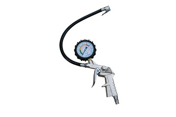 Air compressor gun with manometer isolated on a white background