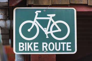 Bike Route - metal information sign