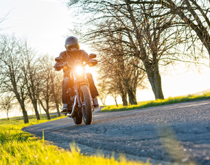 Motorcycle driver on road