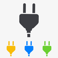 Obraz premium Icono plano clavija de enchufe varios colores