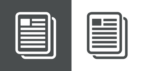 Icono plano copiar documento gris y blanco