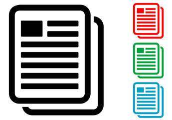 Icono plano copiar documento varios colores