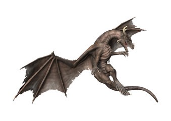 3D Rendering Fantasy Dragon on White