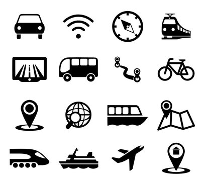 Icons Mobilit&auml;t und Navigation