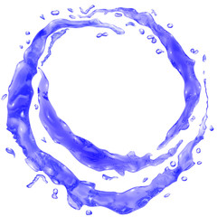 Opaque water splashes in the form of a half rings and water drops