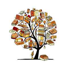 Fototapeta premium Books tree, sketch for your design