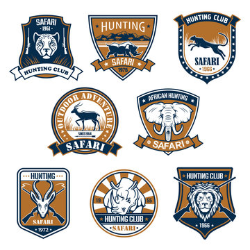 Heraldry icons of wild safari animals
