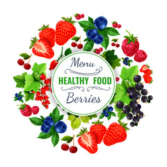 Fresh berries vector poster or fruit menu