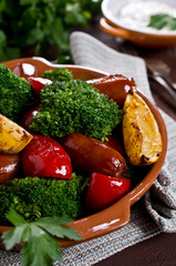 Vegetables with sausage