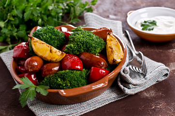 Vegetables with sausage