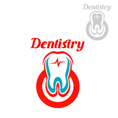 Dentistry vector icon or emblem of tooth symbol