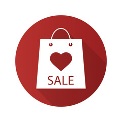Valentine's Day sale flat design long shadow icon