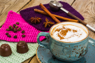 Fragrant fresh coffee in vintage cup