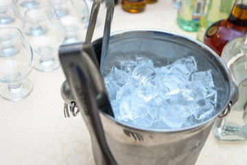 Wine bottle in ice bucket