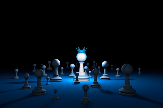 Chess country. Leader (chess metaphor). 3D render illustration.