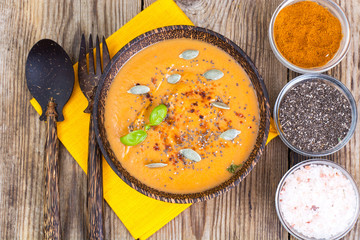 Vegetarian sauce of carrots, zucchini and squash with seeds of c