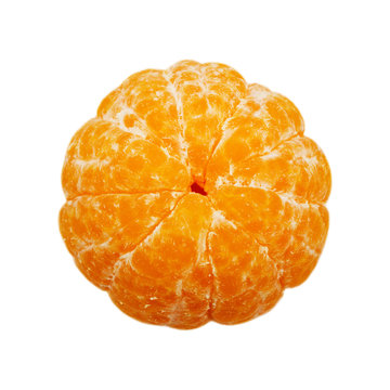 Peeled mandarin isolated on the white background
