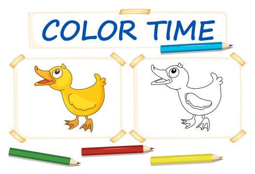 Coloring template with little duck