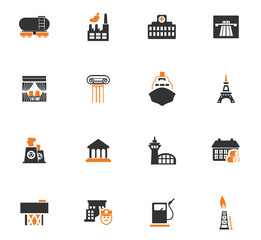 Infrastucture of the city icons set