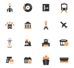 Infrastucture of the city icons set