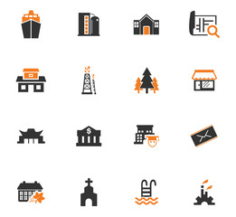 Infrastucture of the city icons set