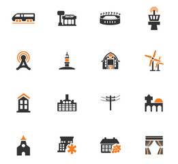 Infrastucture of the city icons set