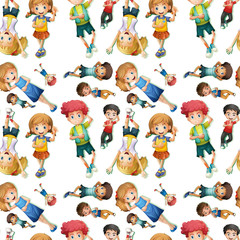 Seamless background design with happy kids