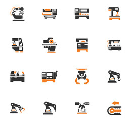 Machine tool icons set