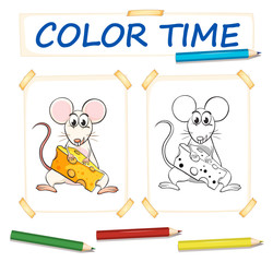 Fototapeta premium Coloring template with cute mouse