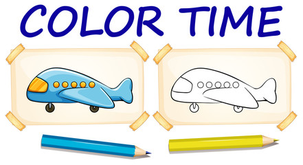 Coloring template with airplane