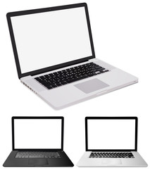 Three designs of computer laptops