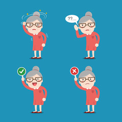 Old lady. Grandma in 4 Different Poses.