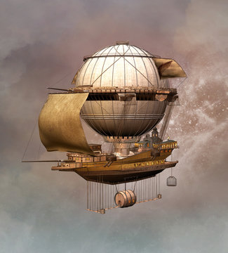 Steampunk vintage airship