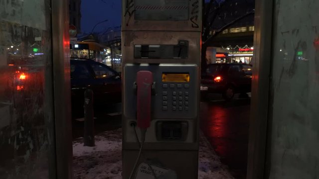 Germany, Berlin, Payphone at Kastanien allee, Prenzlauer Berg, January 9, 2017