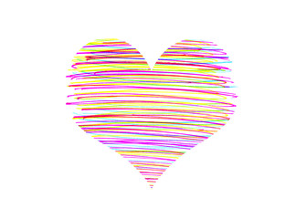 Fototapeta na wymiar Abstract heart with bright colorful strokes pattern