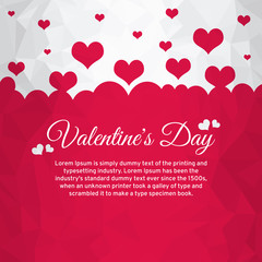 Valentine's day. Many flying hearts. Vector background.