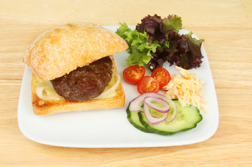 Burger and salad