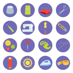 Set of sewing tools icons
