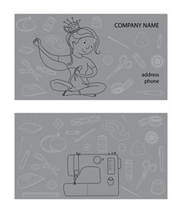 Sewing studio business card vector template