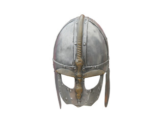 Obraz na płótnie Canvas An Old Classic Metal Fighting Armour Face Helmet.